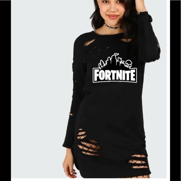 FORTNITE RIPPED DETAIL TSHIRT DRESS - Picture 3 of 16